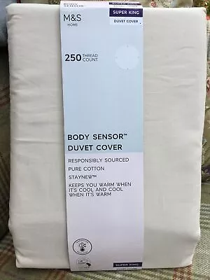 Marks And Spencer Super King Duvet Set Cream Cotton 250 Thread Count Bnwt  • £29.99