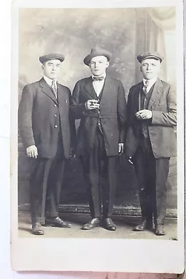 Real Photo Men Suits Hats Cigars Postcard Old Vintage Card View Standard Post PC • $0.50