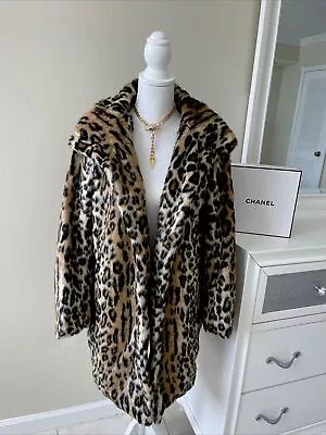 H&M Leopard Faux Fur Coat Jacket Sz. 6 • $59