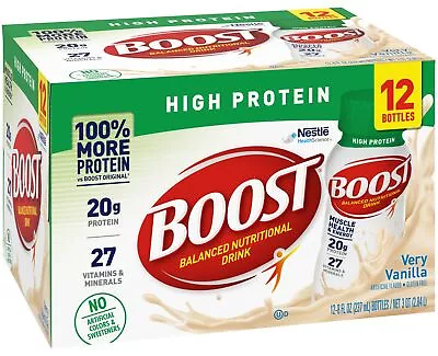 BOOST High Protein Balanced Nutritional Drink BB 12/2023 Very Vanilla 8 Ounce • $19.79
