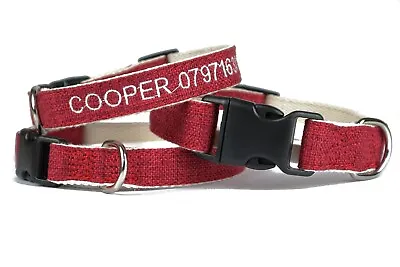 Personalized Dog Puppy Custom Collar Eco-friendly Sustainable Embroidery Lasered • £10.99