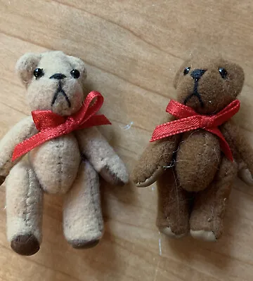 Lot Of 2 Micro Miniature Dollhouse Sized Teddy Bears Jointed • $24.99