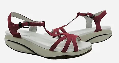 MBT Sakiki Rocker Walking Sandal Size 7-7.5 Crimson Ankle Strap -EXCELLENT • $52.99