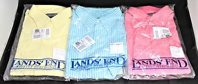 (3) Lands' End Button-Down Mens Shirt Lot - Size Large - L - New - NOS • $35.99