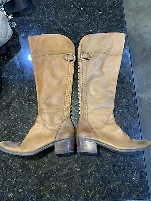 VINCE CAMUTO BC-Bollo Brown Leather Tall Zip Riding Boots 10 Women’s Tan • $15