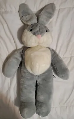 Mervyns PLAYFUL PALS 18  Inch Grey Gray White Stuffed Bunny Rabbit Clean Vintage • $13.50
