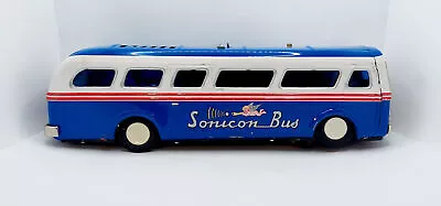 Vintage Modern Toys Japan Sonicon Blue Tin Litho Battery Operated Bus • $80