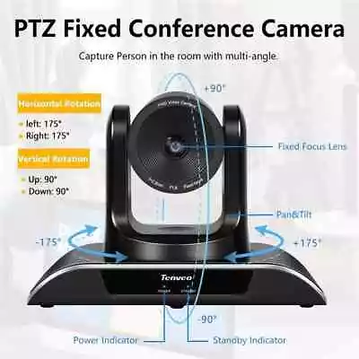 Tenveo Conference Room Camera Full HD 1080p USB Video Wide Angle Pan Tilt Webcam • $89.22