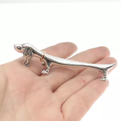 925 Sterling Silver & 18K Rose Gold Antique Art Deco Dachshund Pin Brooch • $179.95