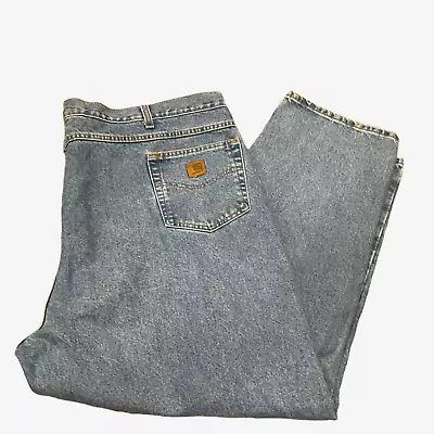 54x30 Carhartt BIG & TALL RELAXED STONEWASH Blue Denim Jeans ZIP FLY Straight • $25.32