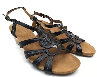 LifeStride Women's Size 8 Wide Nomad Wedge Black Ankle Strap Buckle Slide Sandal • $29.32