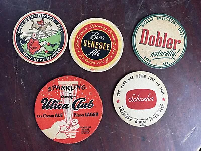 5 Antique Vintage Beer Advertising Coasters  Utica Genesee Beverwyck Dobler Etc • $20