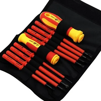 10 Piece VDE Insulated Electrician Interchangeable Head Screwdriver Set & Pouch • £12.89