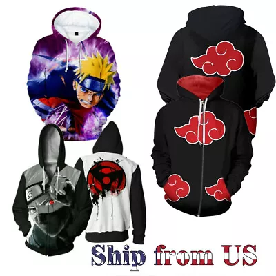 $19.99 • Buy Naruto Shippuden Akatsuki Hokage Hoodie Jacket Tracksuit Anime Cosplay Costume