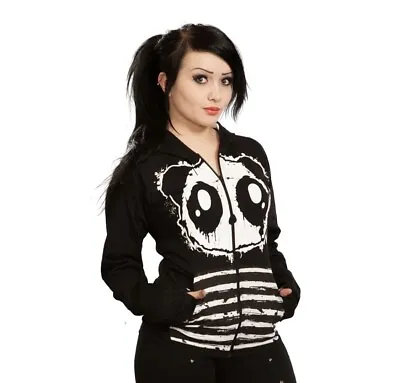 Killer Panda Hoodie Black White Hood Paws Corset Gothic Goth Emo Scene Y2K XL • £37.99