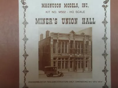 MAGNUSON MODELS Miner's Union Hall Kit  HO HOn3  NR !! • $34.95