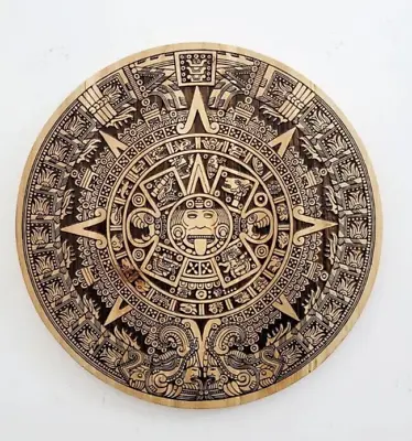 Wood Aztec Calendar Wall Art - High Detail Aztec Pine Wood Engraving - Mayan Cal • $199.99