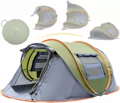 Camping Tent - 4-Person Easy Pop Up Tent With 2 Doors - UPF50+ Waterproof  • $69.99