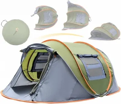 Camping Tent - 4-Person Easy Pop Up Tent With 2 Doors - UPF50+ Waterproof • $65.99