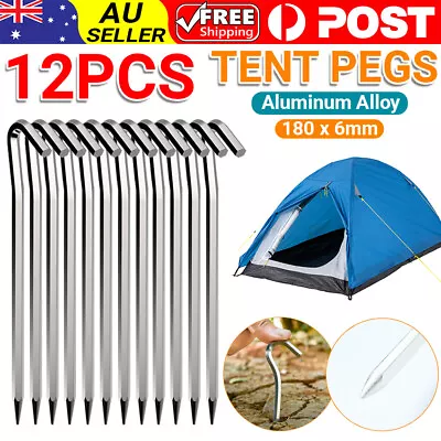 $9.95 • Buy 12pcs Tent Pegs Steel Ground Camping Stakes Outdoor Nail 6mm Heavy Duty New AU