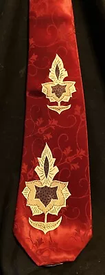 Neck Tie-Vntg Normandy Hand Made Embossed Maroon 49 W 4.5 L Self-tie PET RESCUE • $29.49