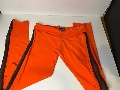 NEW VERSACE Sport Orange Black Yellow Crepe Mesh Yoga Pants Size Medium • $249.99