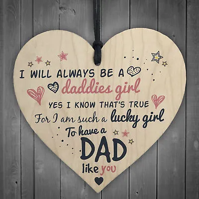 Daddies Girl Fathers Day Dad Hanging Heart Sign Thank You Birthday Miss You Gift • £3.99