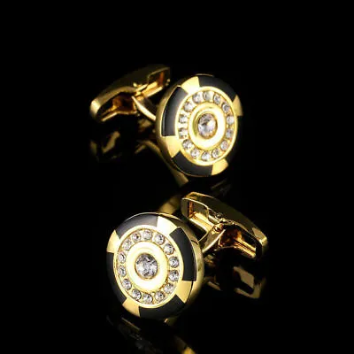 Men's Vintage Cufflinks Diamond With Mixed Crystal Lot Gold Round Button Shirt • $8.99