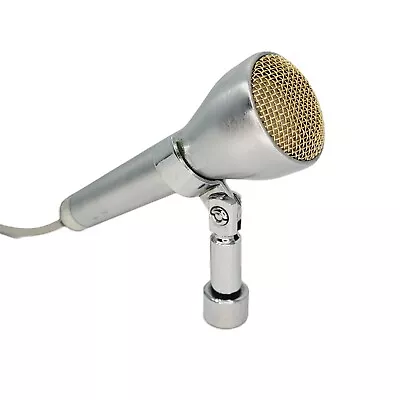 Vintage Voice Of Music Microphone W/ Holder Brushed Aluminum 1950 - 60s Tested • $48