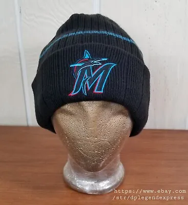 Marlins Miami MLB Baseball New Era Cuffed Knit Beanie Hat Cap Fleece Lined M/L • $21.99