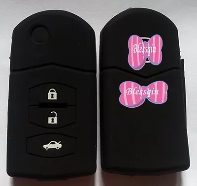 Black 3 Button Silicone Car Flip Key Cover Suits Mazda Mps Sp25 Cx5 Cx7 Cx9 • $8.99