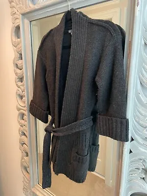 Vince Charcoal Belted Cardigan Sweater With Pockets - XS (Alpaca Wool Nylon) • $35