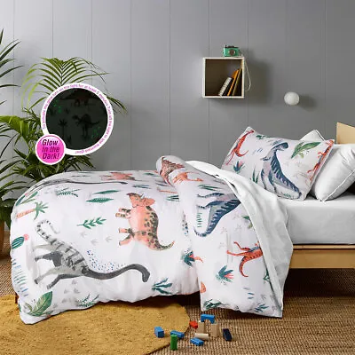 Glow In The Dark Dino Land Quilt Cover Set Or Square Cushion By Happy Kids • $37.95