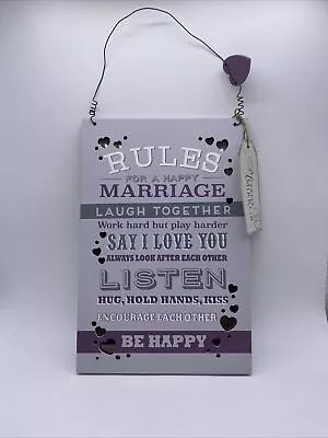 Mirror Mirror Hand Painted Lilac  Rules For A Happy Marriage  Decorative Plaque • £11.99