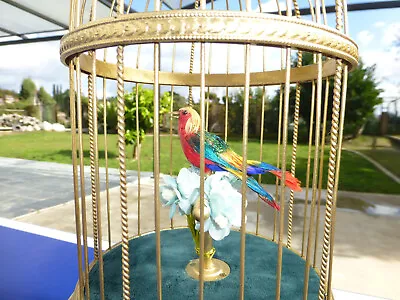 VINTAGE FRENCH BONTEMS SINGING BIRD CAGE BIRD MECHANICAL AUTOMATON (Watch Video) • $2850