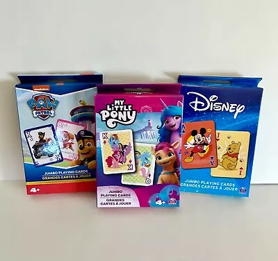 Lot NEW Disney My Little Pony Paw Patrol Kids' Jumbo Playing Cards 54 Cards Each • £14.46