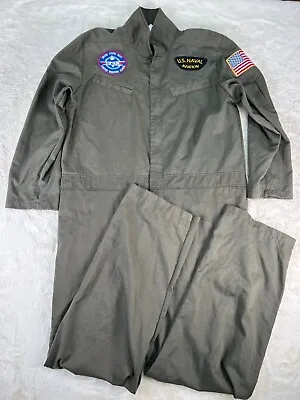 Men's Top Gun Maverick Flight Suit Costume Leg Avenue Zip Aviator Patches M/L • $24.88