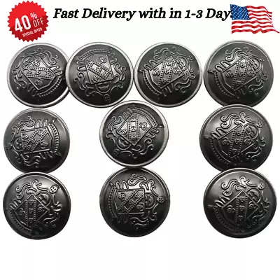 10pcs -(25 Mm/1 Inch) Vintage Black Metal Sewing Buttons With Shank For Blazers • $16.99