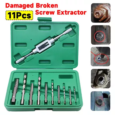 11Pcs/Set Damaged Broken Screw Extractor Drill Bits Bolt Stud Remover Tool Kit • £8.49