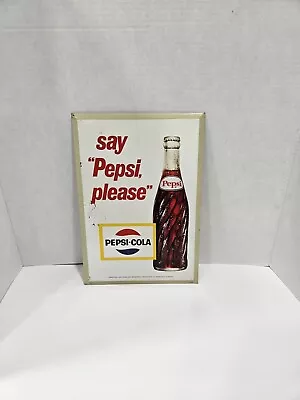 Vintage Pepsi “Say Pepsi Please” Hanging Wall Countertop 1960s Display Sign • $97