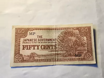 NOTE 50  CENTS   1942 MALAYA    Japanese Occupation      Banana Money  • £1.49