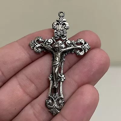 Vintage Sterling Silver Religious Jesus Cross Crucifix Pendant • $19.99