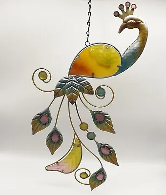 Vintage Peacock Hanging Metal Wire Tail Teardrop Outdoor Garden Yard Art 19  • $28