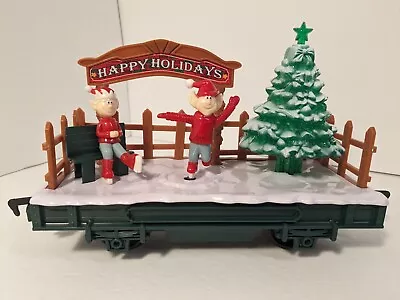 ANIMATED-Eztec G Gauge SKATING ELF CAR Happy Holidays Train Car-Scientific Toy • $12.95