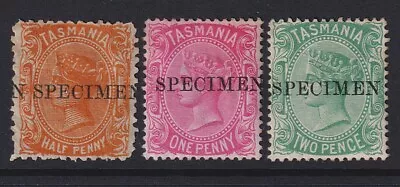 TASMANIA  1891: QV S/face ½d 1d 2d O/print SPECIMEN · No Gum · 2 Images • $20