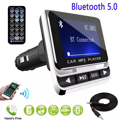 $15.99 • Buy 1.4  Car Bluetooth 5.0 FM Transmitter MP3 Player Aux Kit 2USB Charger Hands Free