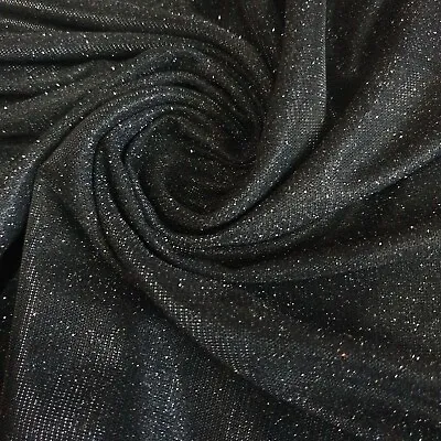 £1.99 • Buy BLACK Sparkly Glitter Stretch NYLON MOONLIGHT Fabric Dress Drape Material 58”