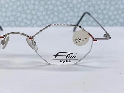 Flair Eyeglasses Frames Woman Silver Round Small Lens Octagon Stop Sign Half Rim • $124.37