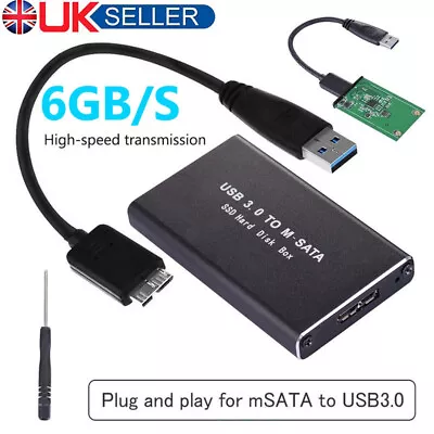  MSATA To USB 3.0 External Disk Enclosure Converter Adapter SSD Case Box UK SELL • £7.49