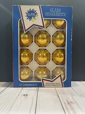 Vintage Coby Glass Christmas Ornaments Gold Set Of 12. • $14.99